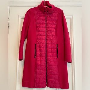 Hot pink boiled wool jacket with insulated front